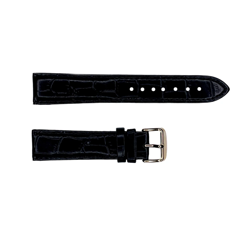 ремінець для часов 20 мм Кожанный ІІ Черный-Золото — Modfit