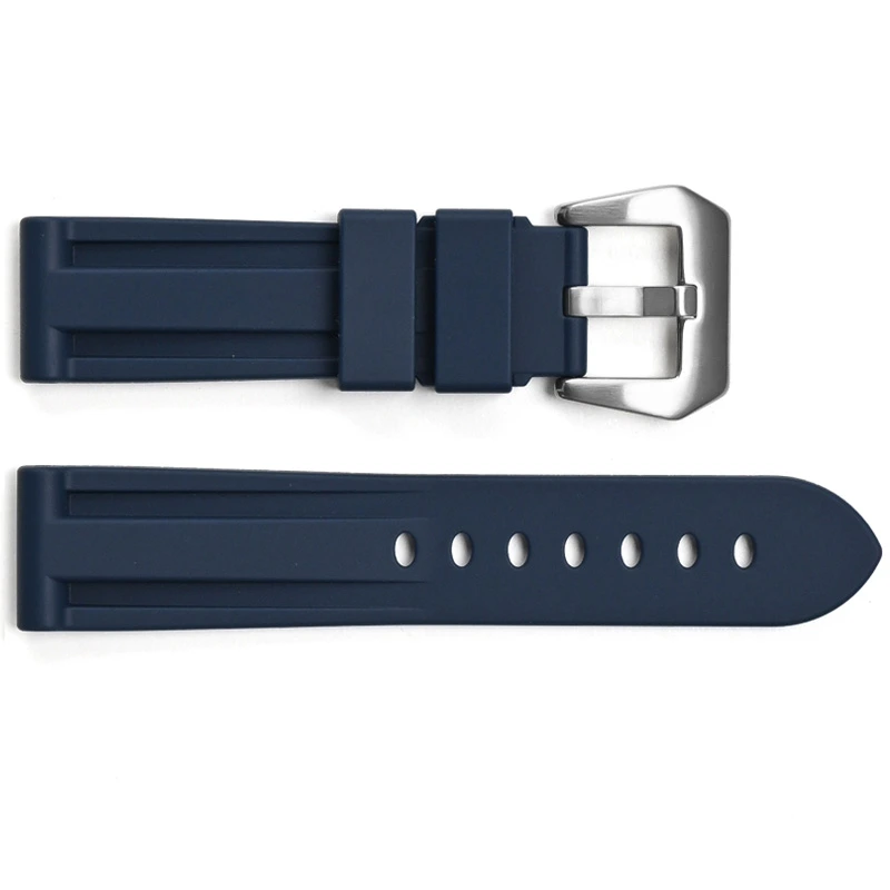 Ремінець для годинника 3001 Silicone Blue-Silver 24 мм.