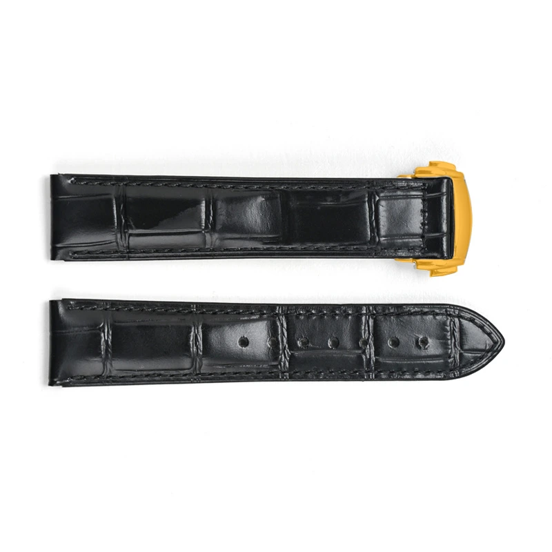 Шкіряний ремінець 3002 Black-Gold 22 мм.