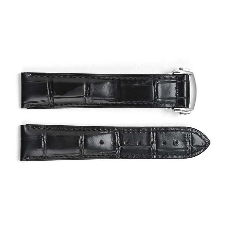 Шкіряний ремінець 3002 Black-Silver 22 мм.