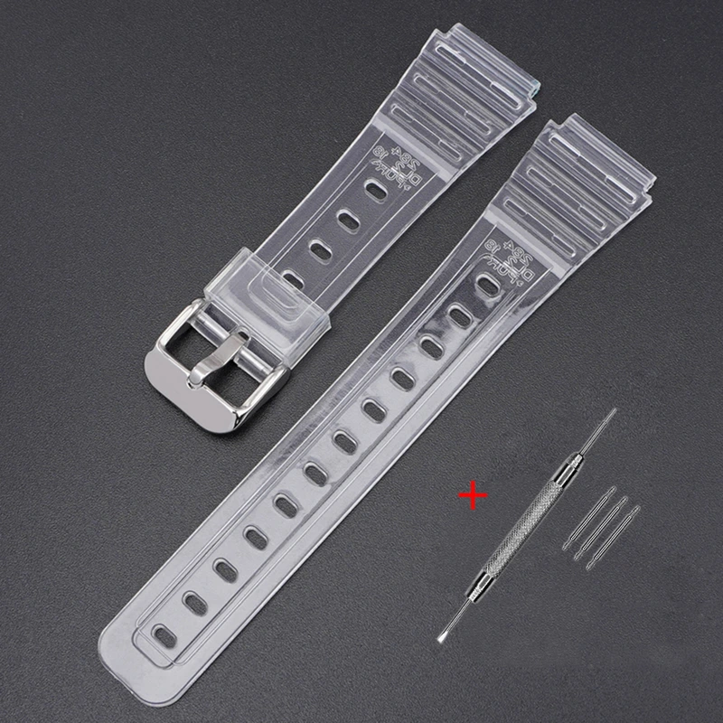 Ремінець для Casio G-Shock F-84/94/105, F-91W, AE1300 Jelly Transparent Silver