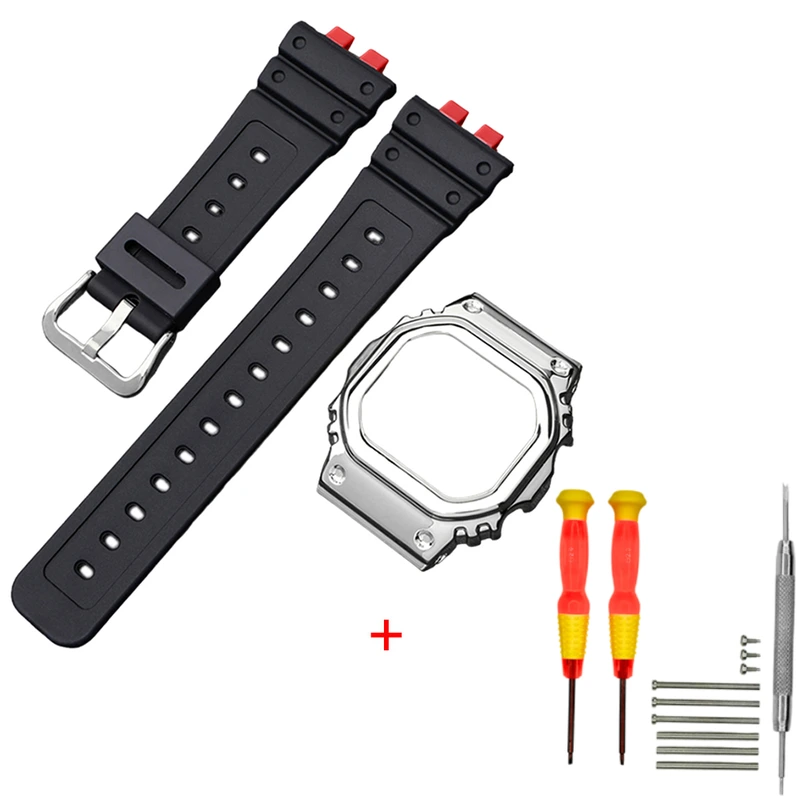 Ремінець + безель (рант) для Casio G-Shock GMW-B5000 Red-Black SI