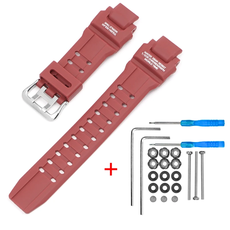 Ремінець для Casio G-Shock GW-A1000/GW-4000/GA-1000 Red Silver