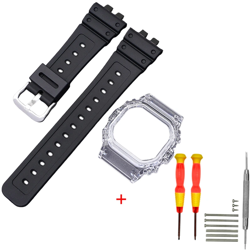 Ремінець + безель (рант) для Casio G-Shock GMW-B5000 Black Transp SI