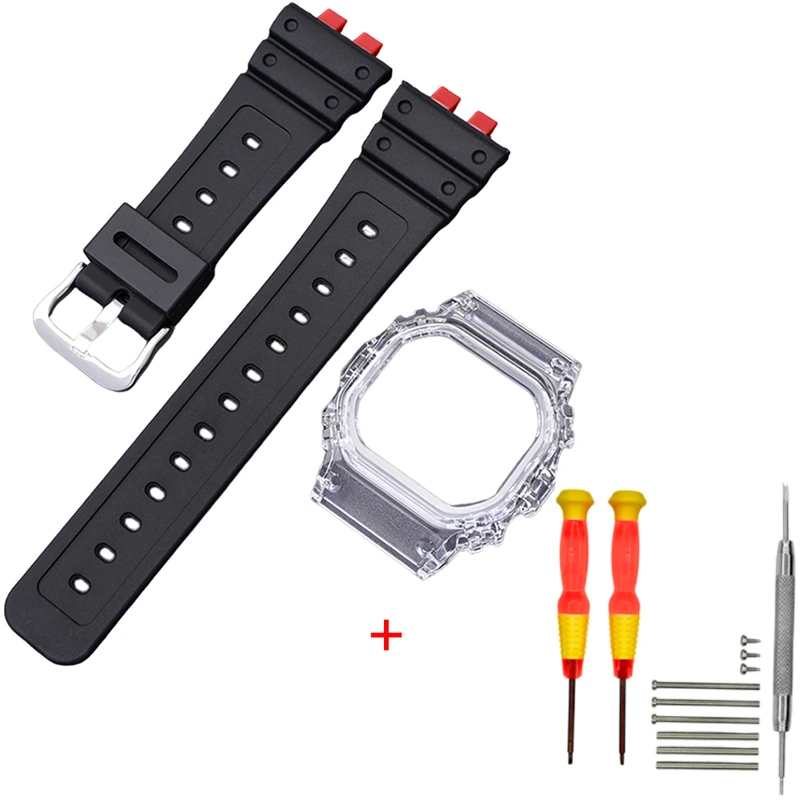 Ремінець + безель (рант) для Casio G-Shock GMW-B5000 Red-Black Transp SI
