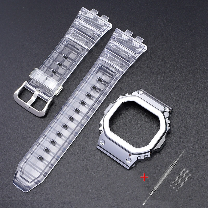 Ремінець + безель (рант) для Casio G-Shock GMW-B5000 Transp Silver SI