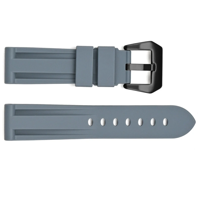 Ремінець для годинника 3001 Silicone Grey-Black 24 мм.