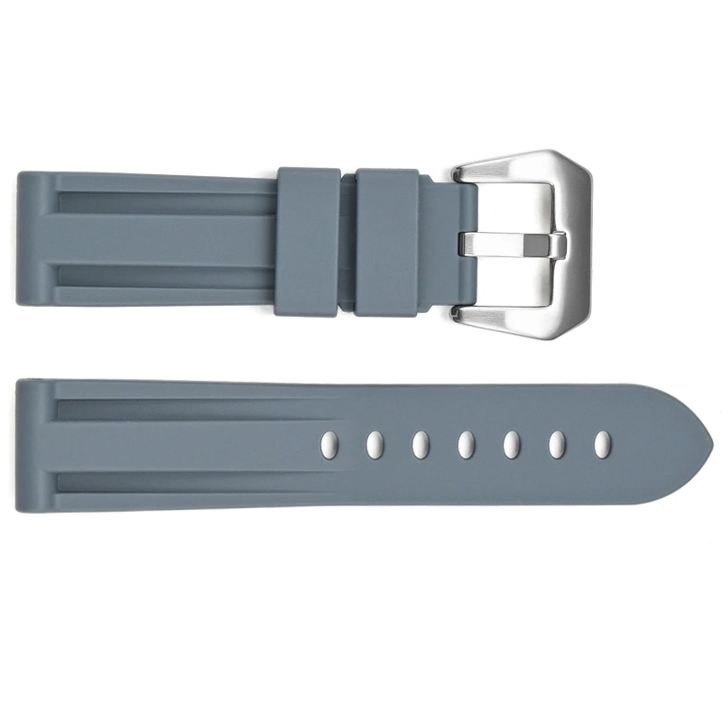 Ремінець для годинника 3001 Silicone Grey-Silver 24 мм.