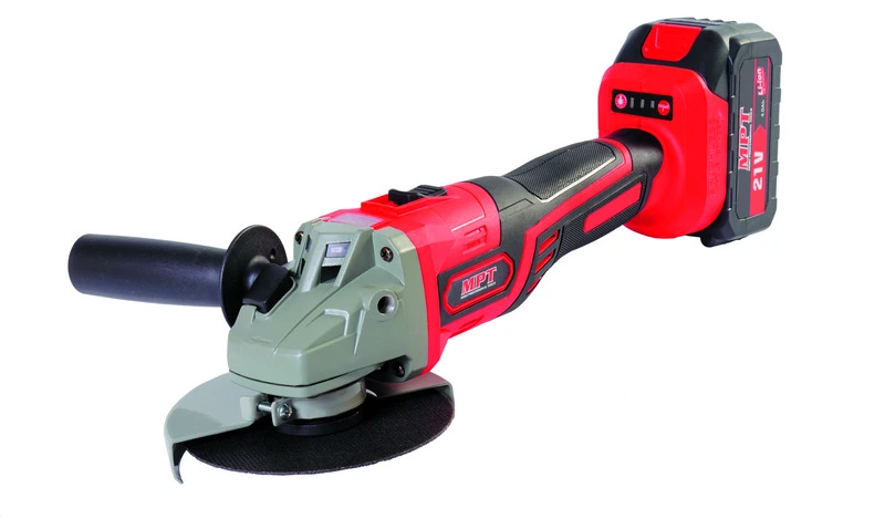 Машина кутошліфувальна MPT акумуляторна 100 мм 21V Li-ion 2 АКБ 4 А·год 2 швид пластиковий кейс MCAG2103.A1 — MPT