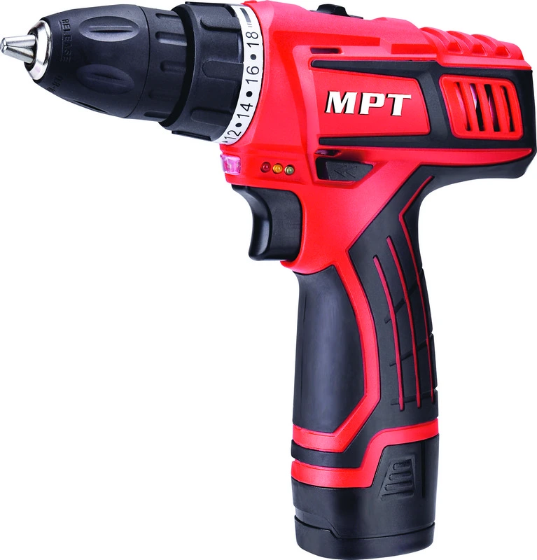Дриль-шурупокрут MPT акумуляторний 12V Li-ion 1.5 А·год 2 швидкості 0-400/1450 об/хв 10 мм 2 АКБ кейс MCDT1226.B2 — MPT