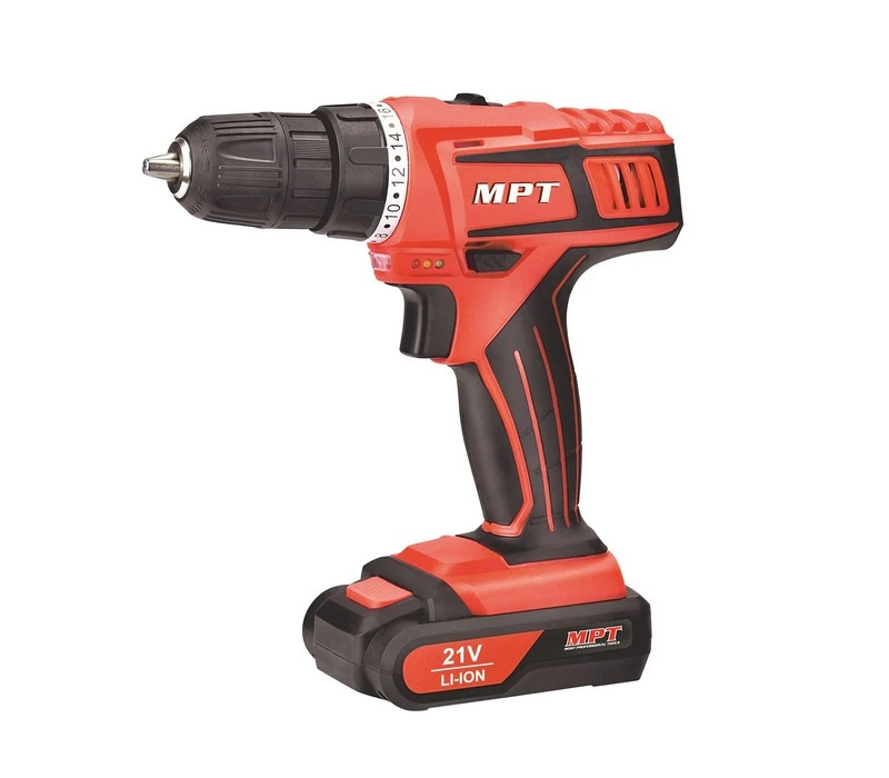 Дриль-шурупокрут MPT акумуляторний 21V Li-ion 1.5 А·год 2 швидкості 0-400/1450 об/хв 10 мм 2 АКБ кейс MCDT2126.B2 — MPT