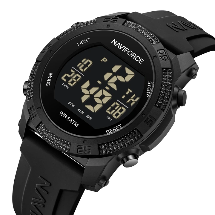 Чоловічий водостійкий спортивний тактичний годинник Naviforce Europe Black