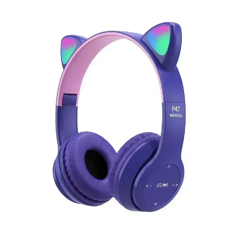 Bluetooth навушники CAT Ear P47M LED- фіолетовий
