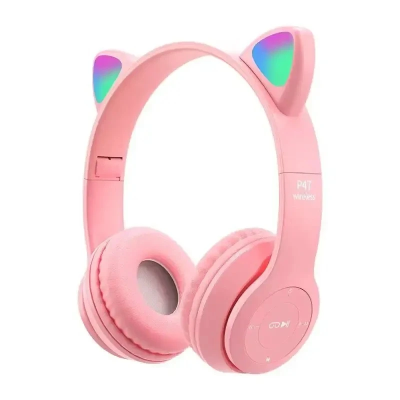 Bluetooth навушники CAT Ear P47M LED- персиковий