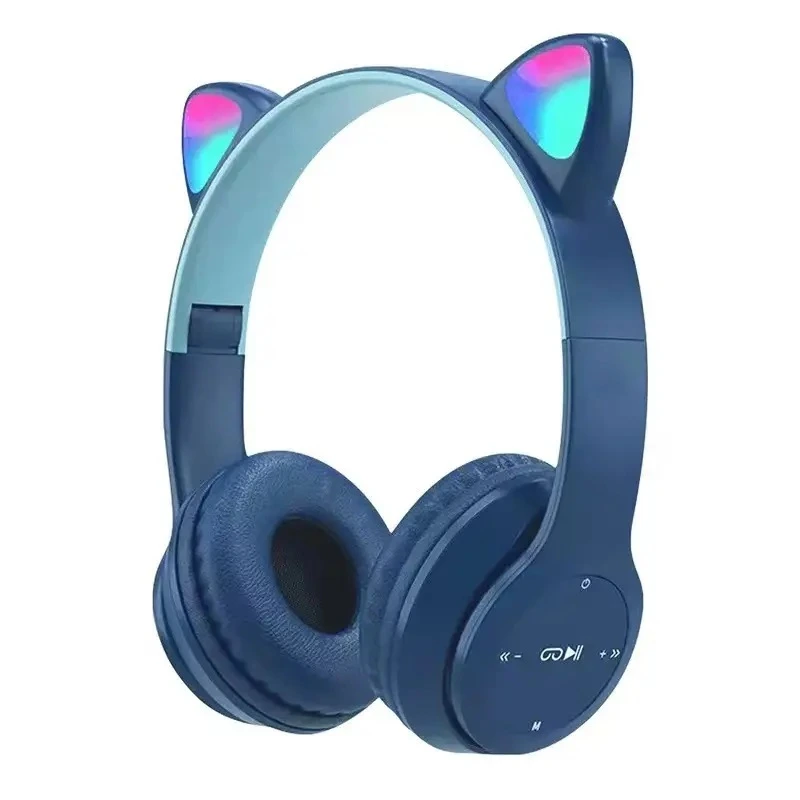Bluetooth навушники CAT Ear P47M LED- синій