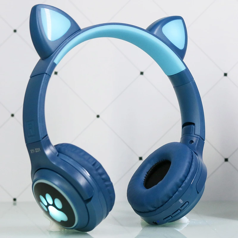 Bluetooth навушники CAT Ear XY-231 LED- темно-синій