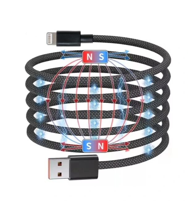 Кабель NN SN3 Magnetic Usb lightning 1m 100W black — Nobrand