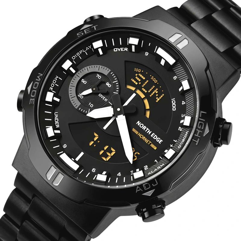 Чоловічий спортивний водостійкий тактичний годинник North Edge Hornet Iron Edition, 2 ремінці