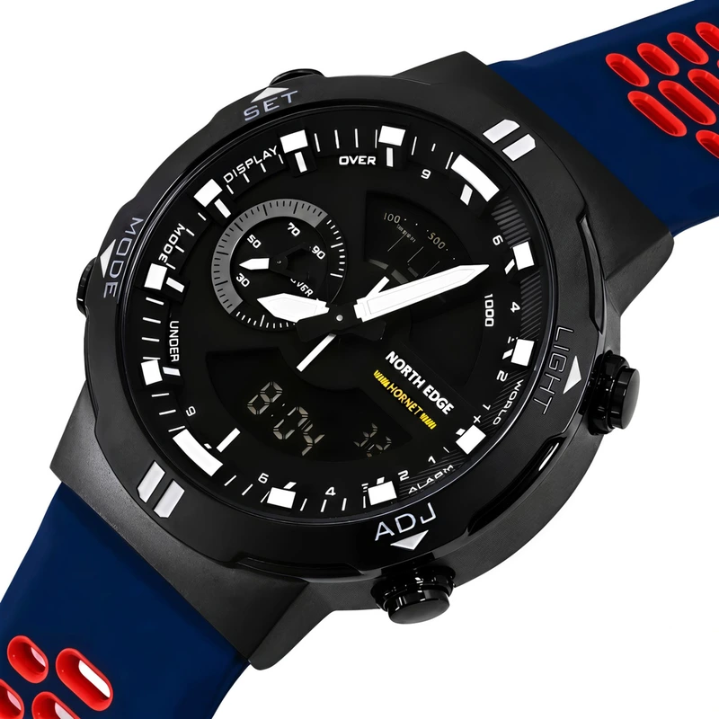 Чоловічий спортивний водостійкий тактичний годинник North Edge Hornet Brutal Blue