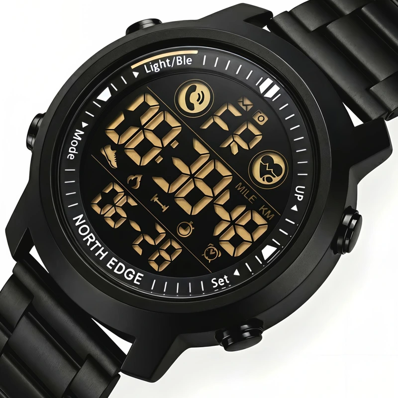 Чоловічий спортивний водостійкий тактичний годинник North Edge Laker Iron Edition, 2 ремінці