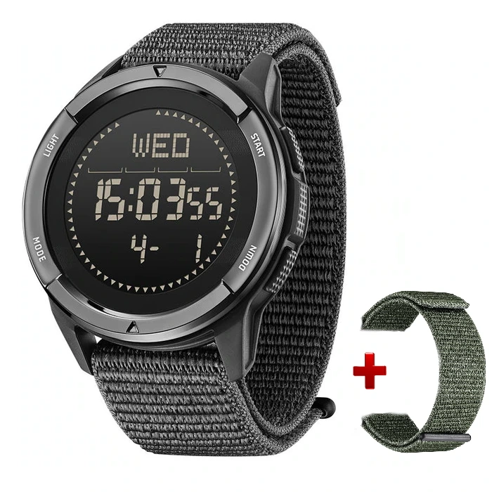 Чоловічий водостійкий спортивний тактичний з компасом годинник North Edge Alps Black з компасом, 2 ремінці