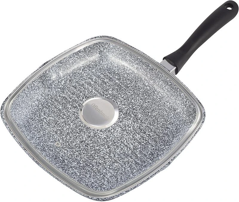 Сковорода-гриль Ofenbach Snow Marble 30см з кришкою і антипригарним покриттям, квадратна