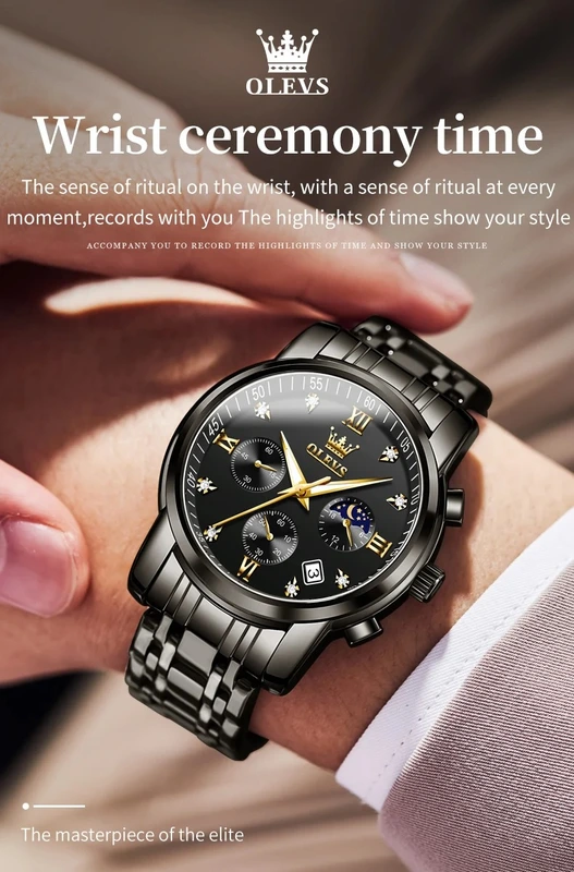 Годинник наручний Olevs 2858 Black