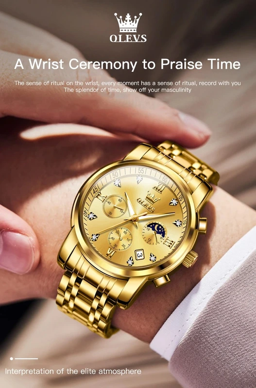 Годинник наручний Olevs 2858 Gold