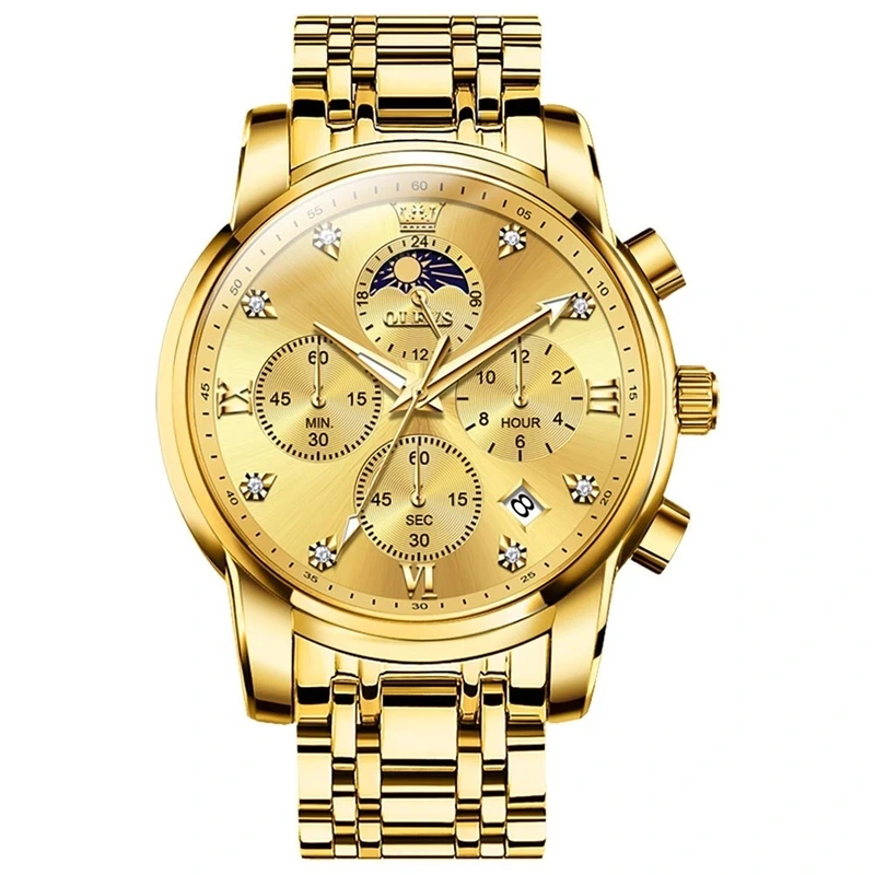 Годинник наручний Olevs 3655 Gold