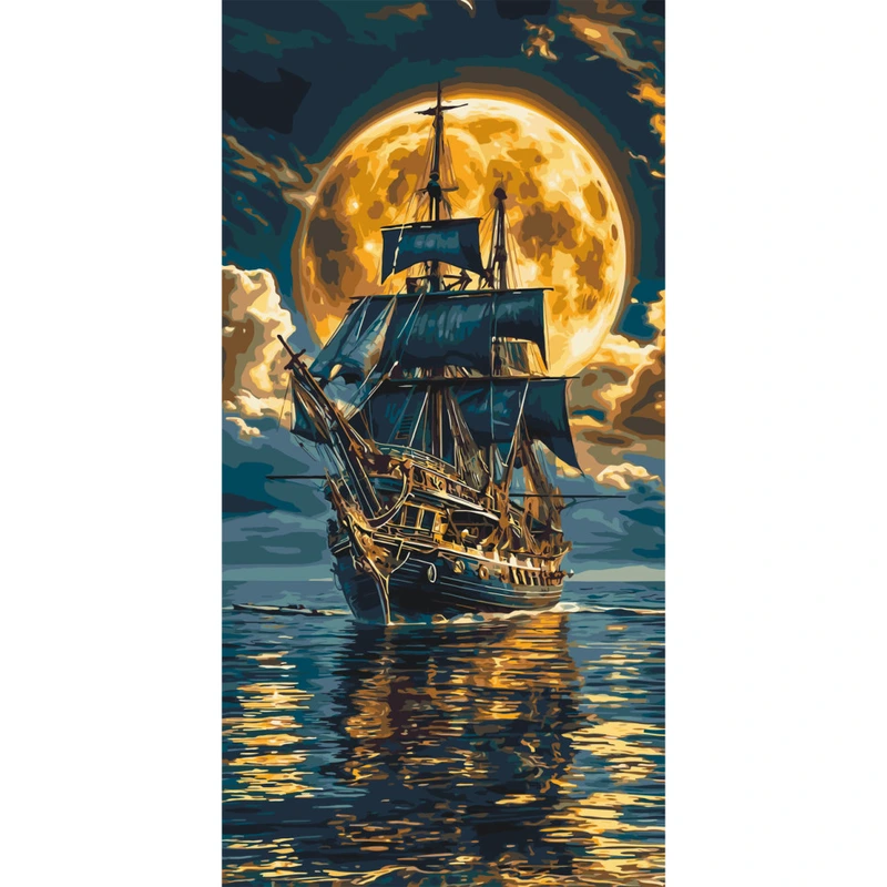 Картина за номерами "Корабель у морі" LW5108, 40х80 см