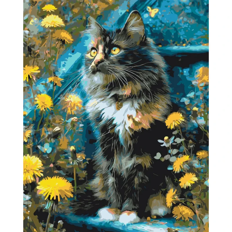 Картина за номерами "Котик у кульбабах" LW3009-01, 40х50 см