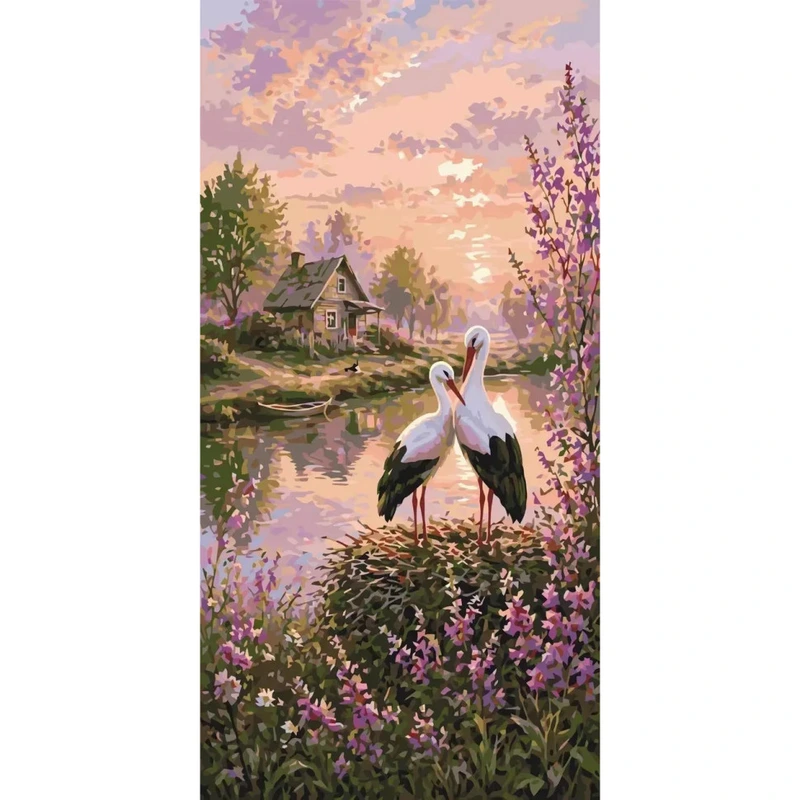 Картина за номерами "Лелеки на щастя" LW5215, 40х80 см