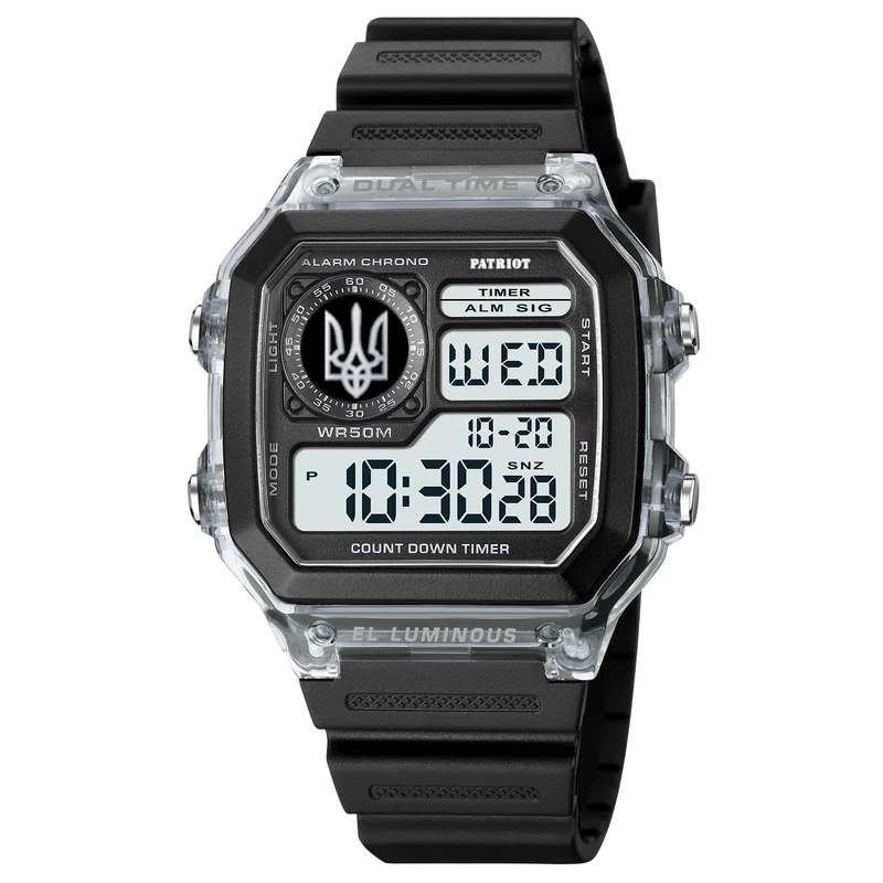 Годинник наручний Patriot 010BKUASI Тризуб срібло Black-White STOPPED