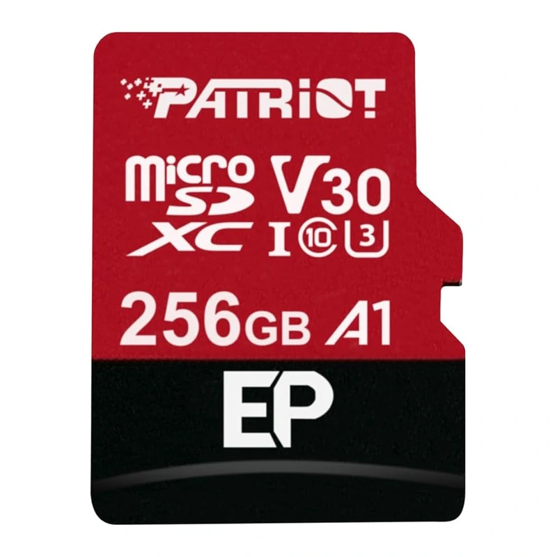 Карта пам'яті microSDXC (UHS-1 U3) Patriot EP Series 256Gb class 10 V30 (R-100MB/s, W-80MB/s) (adapter SD) — Patriot Memory