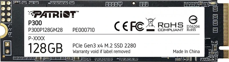 Накопичувач SSD M.2 Patriot P300 128GB NVMe 2280 PCIe 3.0 3D TLC