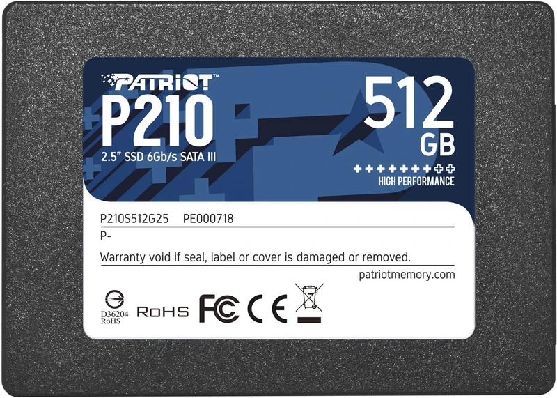 Накопичувач SSD Patriot P210 512GB 2.5" 7mm SATAIII 3D QLC
