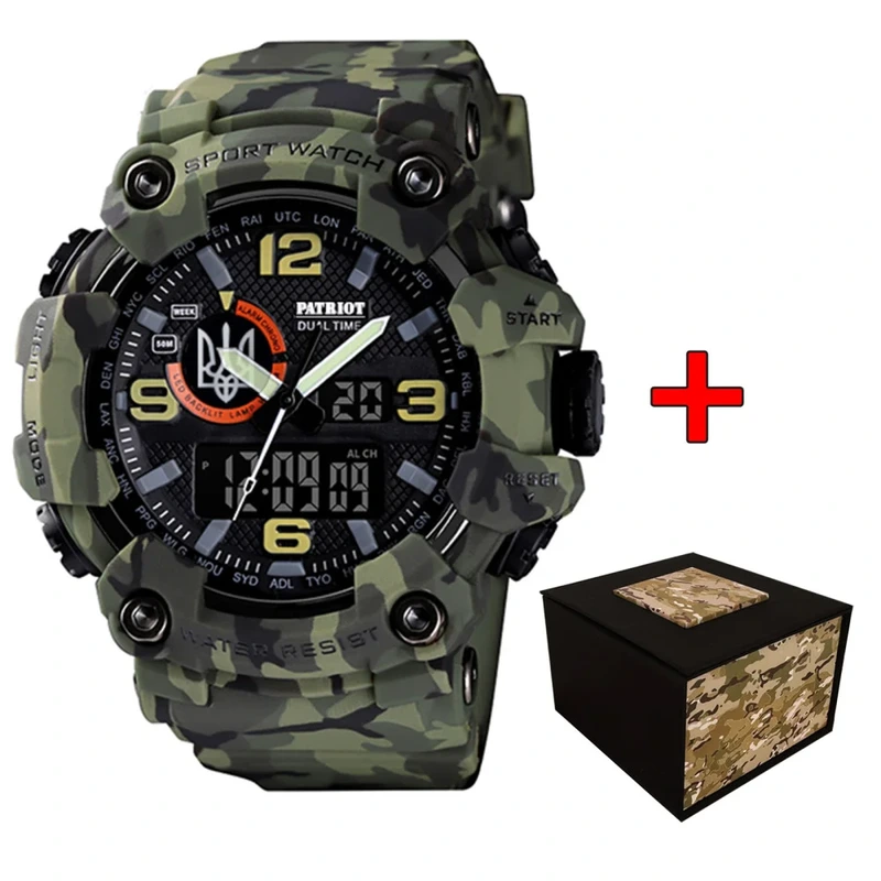 Patriot 002CMGRUASI Тризуб срібло Зелений камуфляж + Коробка.