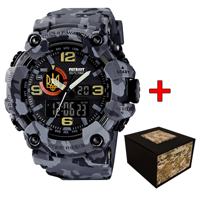 Patriot 002CMGYUAGD Тризуб золото Сірий камуфляж + Коробка.