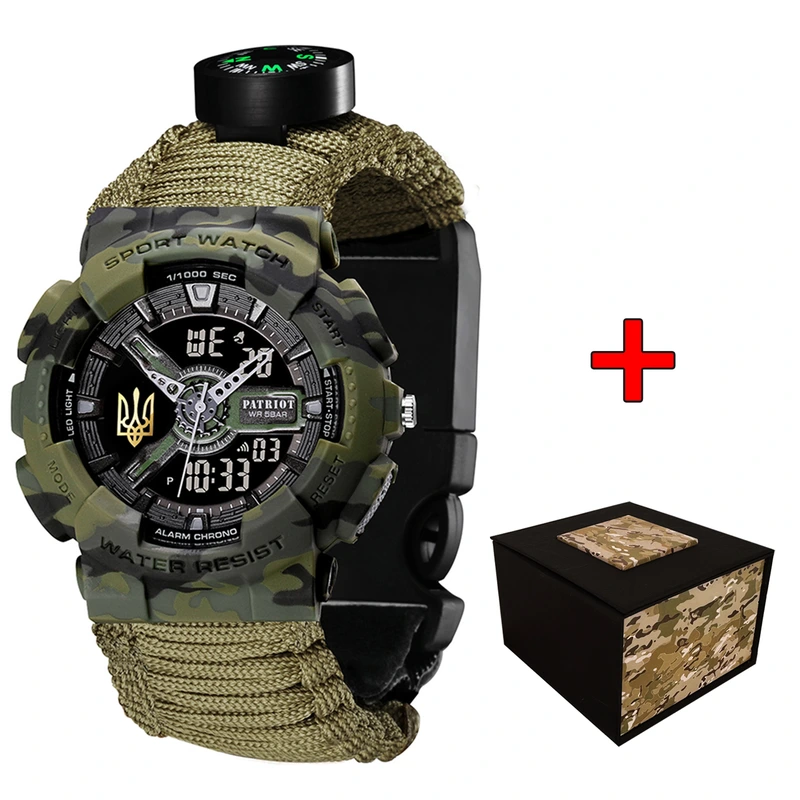 Patriot 005 Тризуб золото Camo Green Паракордовий ремінець Army Green + Коробка.