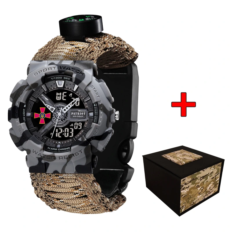 Patriot 005CMGYSU ЗСУ Сірий камуфляж Паракордовий ремінець Desert Camo + Коробка