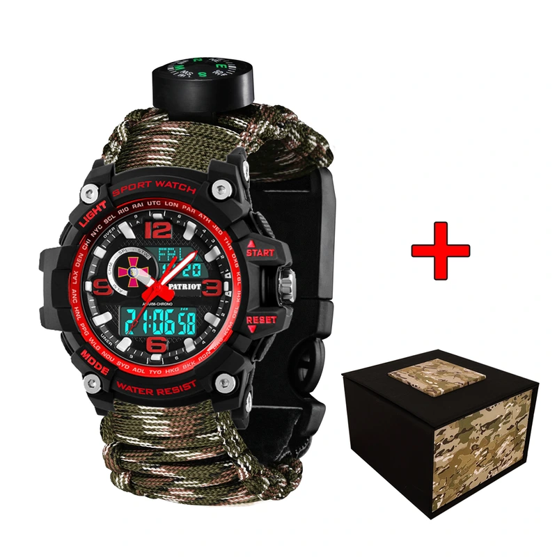 Patriot 012BKRDSU ЗСУ Чорні з червоним Паракордовий ремінець Camo Green + Коробка
