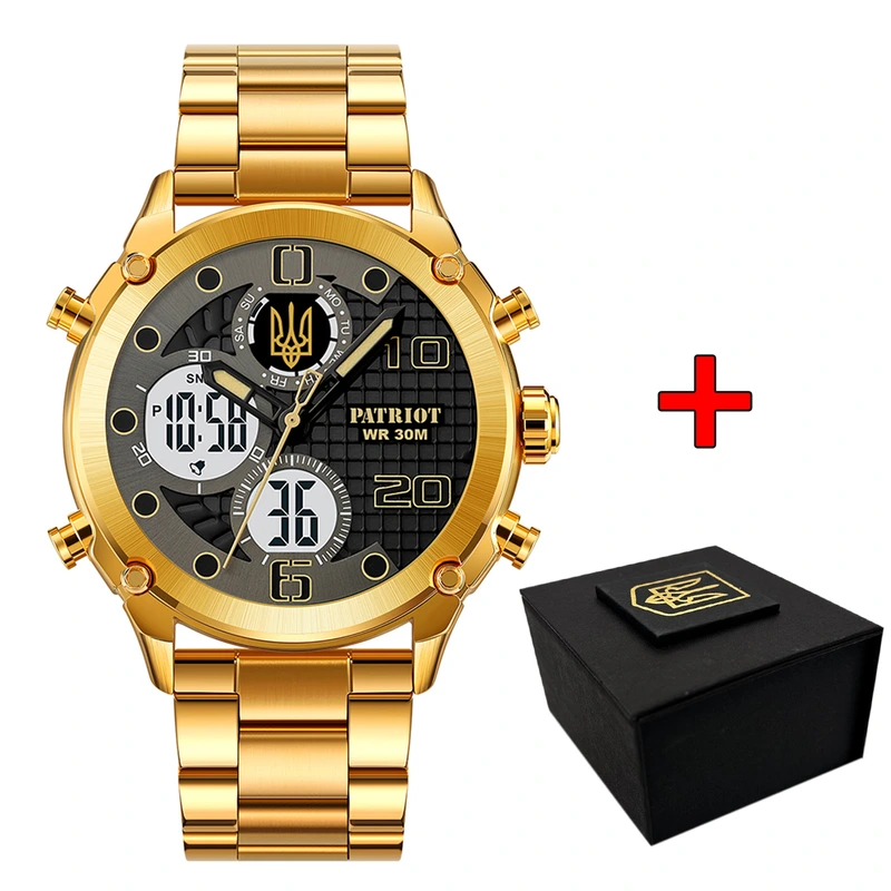 Patriot 017 Тризуб Золото Gold-Black-White Steel