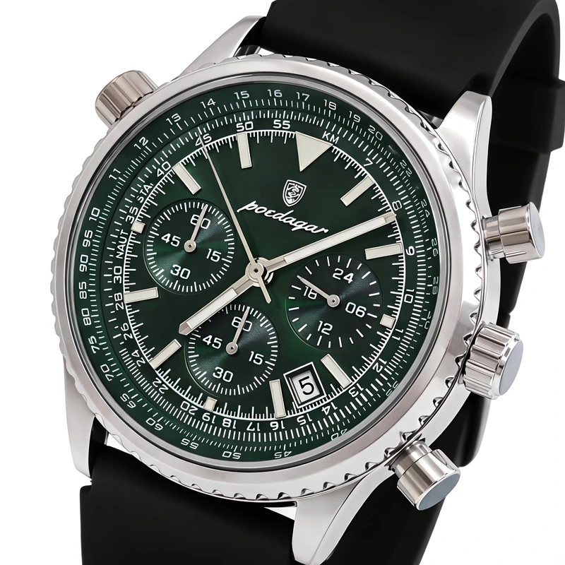 Чоловічий годинник Poedagar Avalon Rubber Black, 2 ремінці