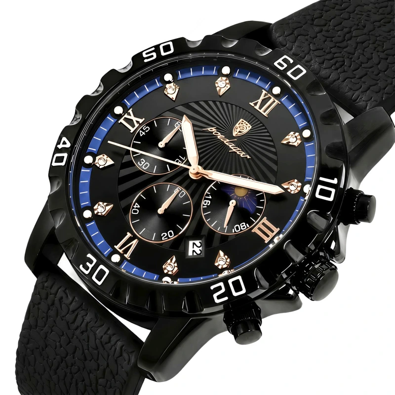 Чоловічий годинник Poedagar Extra Prestige Black, 2 ремінці