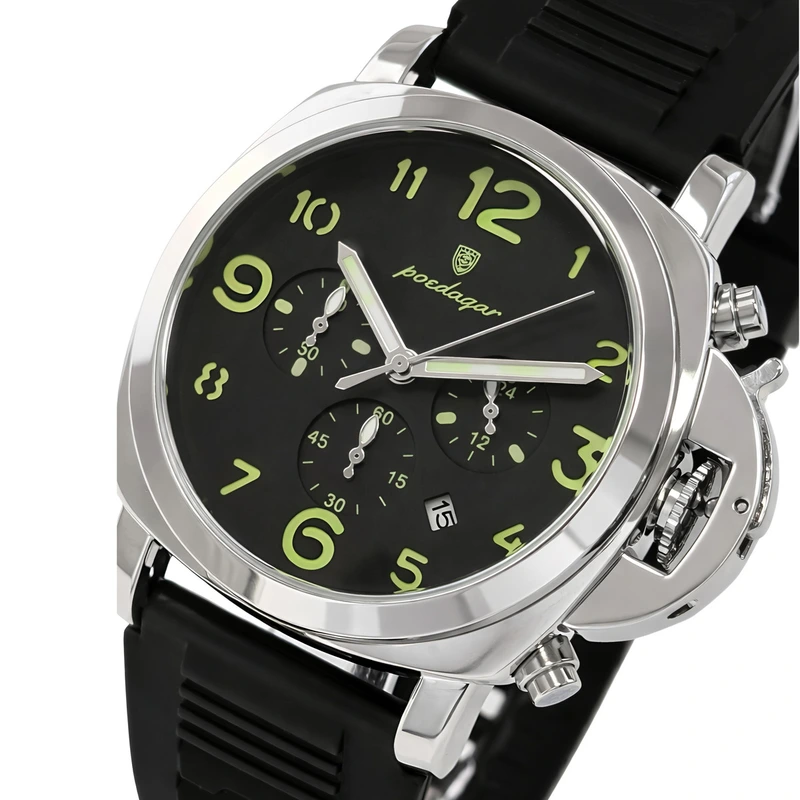Чоловічий годинник Poedagar Luminious Rubber Black