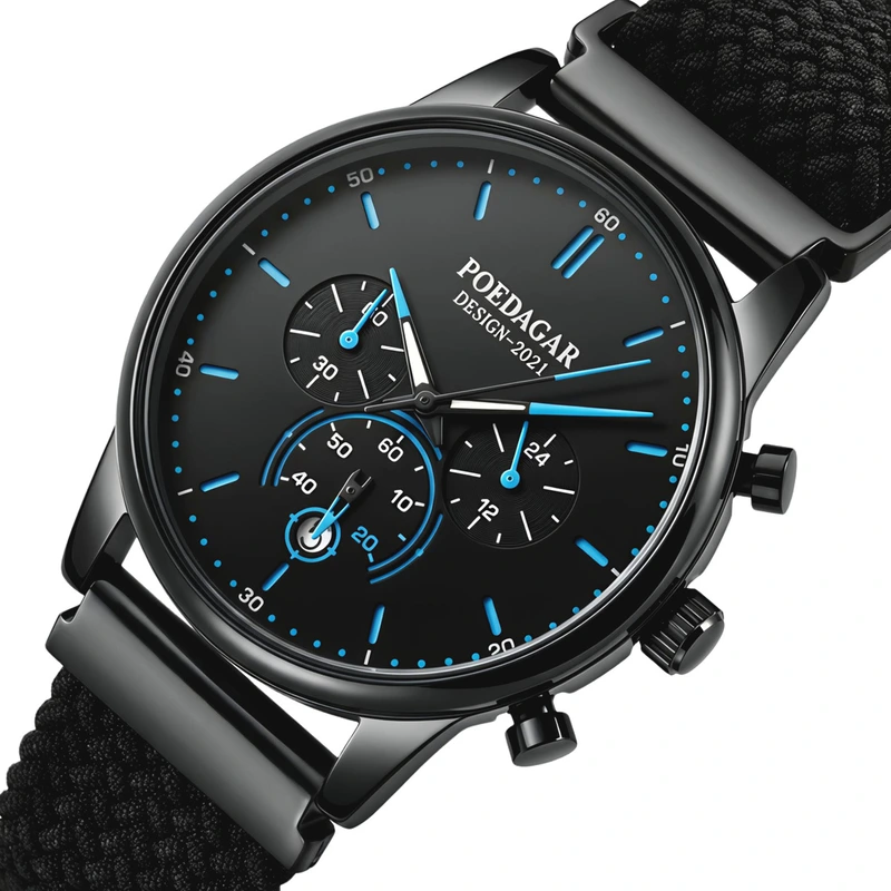 Чоловічий годинник Poedagar Misto Gravy Black, 2 ремінці