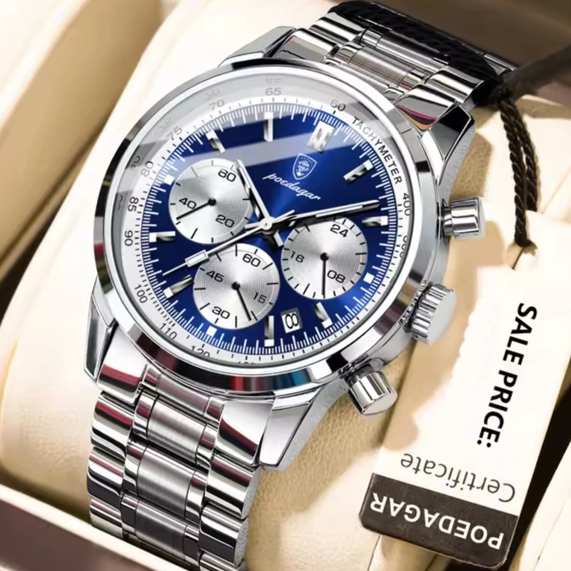 Чоловічий годинник Poedagar Petros Silver