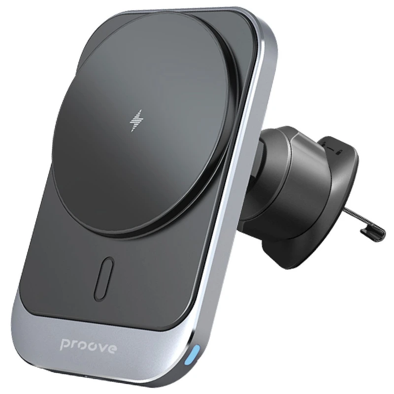Автомобільний тримач з Бездротовим ЗП Proove Square Magnetic Pro 15W metal gray — Proove