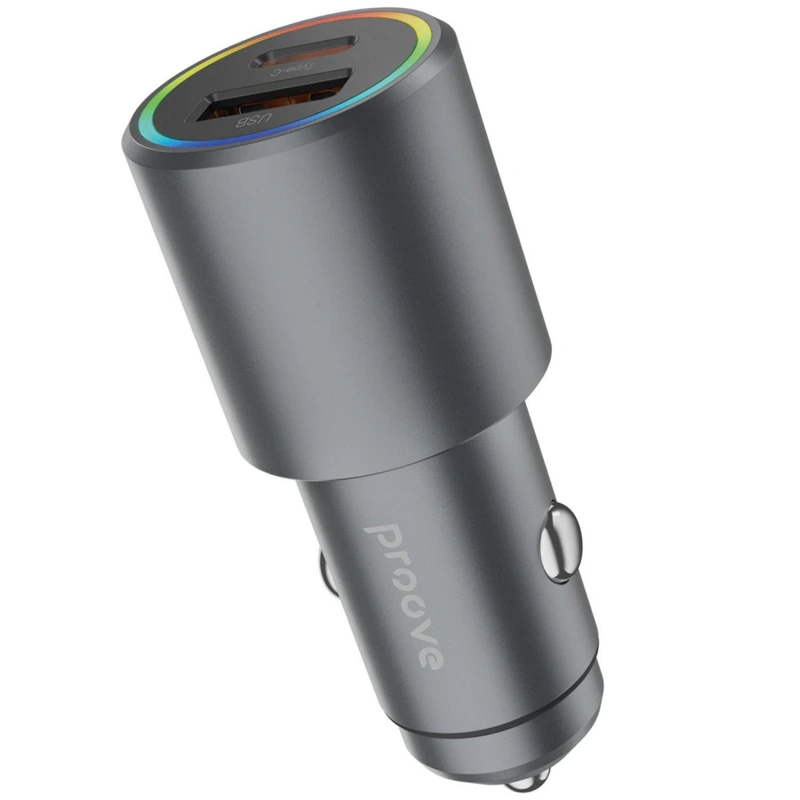 АЗП Proove Double Energy Plus 53W (USB + Type-C) metal gray