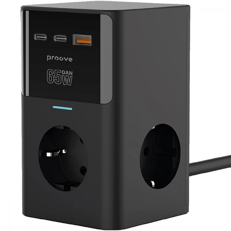 Мережевий фільтр Proove Power Cube 65W (3xAC + 2xType-C + 1xUSB) 1.5m black